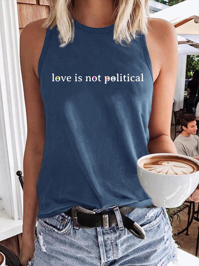 Retro Love Is Not Political Print Tops Tank
