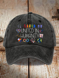 Retro United In Humanity Diversity, Inclusion, Disability, Neurodiversity, Equality, Advocacy Baseball Cap
