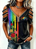 Women's Pride Month Rainbow Art Print Top