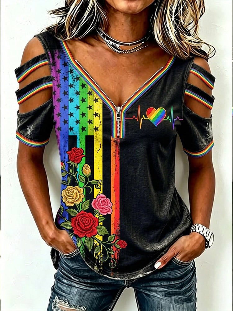 Women's Pride Month Rainbow Art Print Top