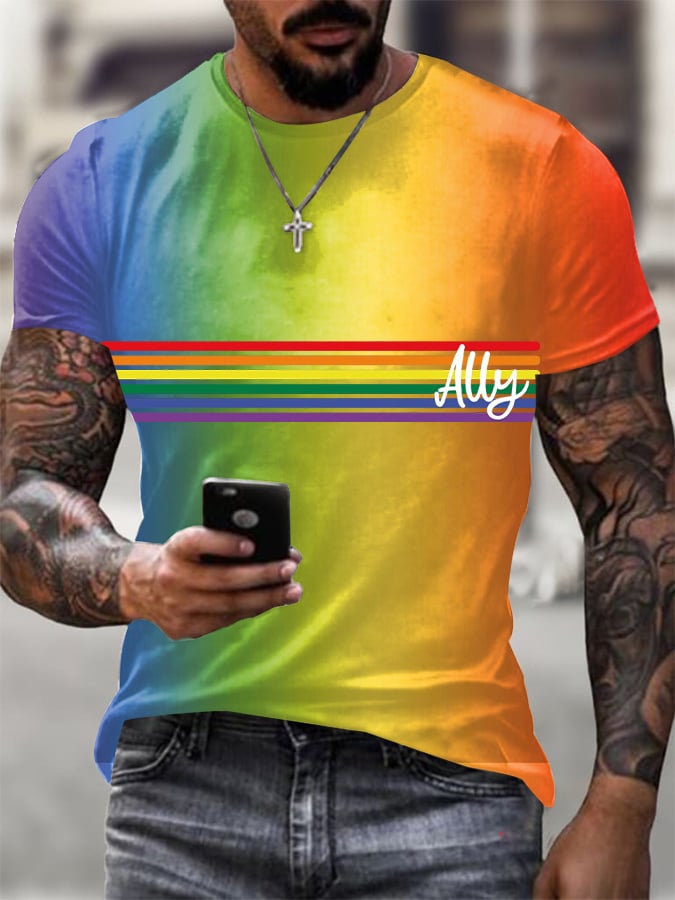 Men's Gay Month Print Casual T-Shirt