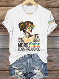 Women LGBTQ More Pride Less Prejudice Print Short Sleeve T-Shirt