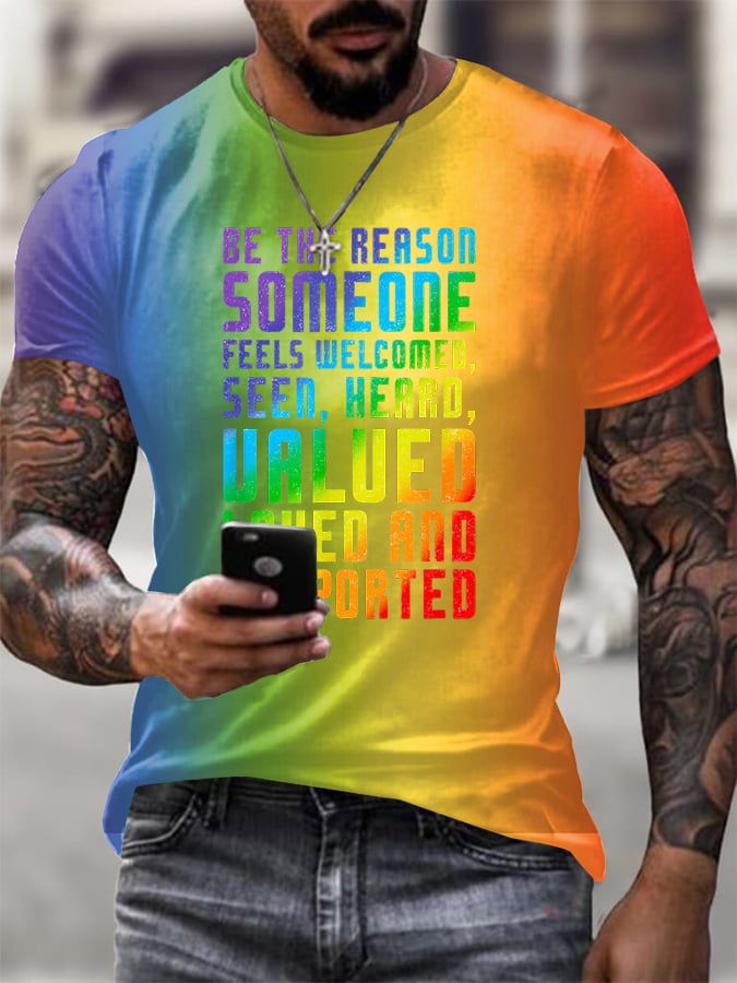 Men's Gay Month Print Casual T-Shirt