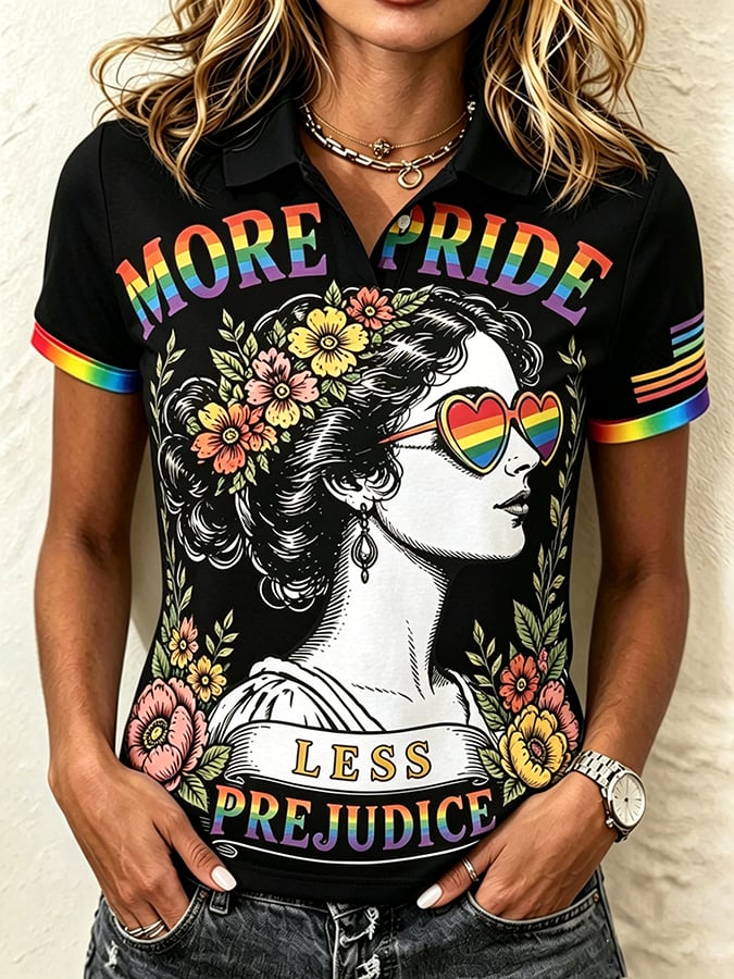 Women's Gay Pride Print Polo Shirt