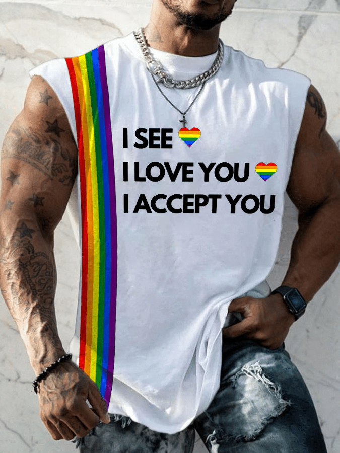 Men'S Casual LGBT Pride Month Gay Men Printed Vest
