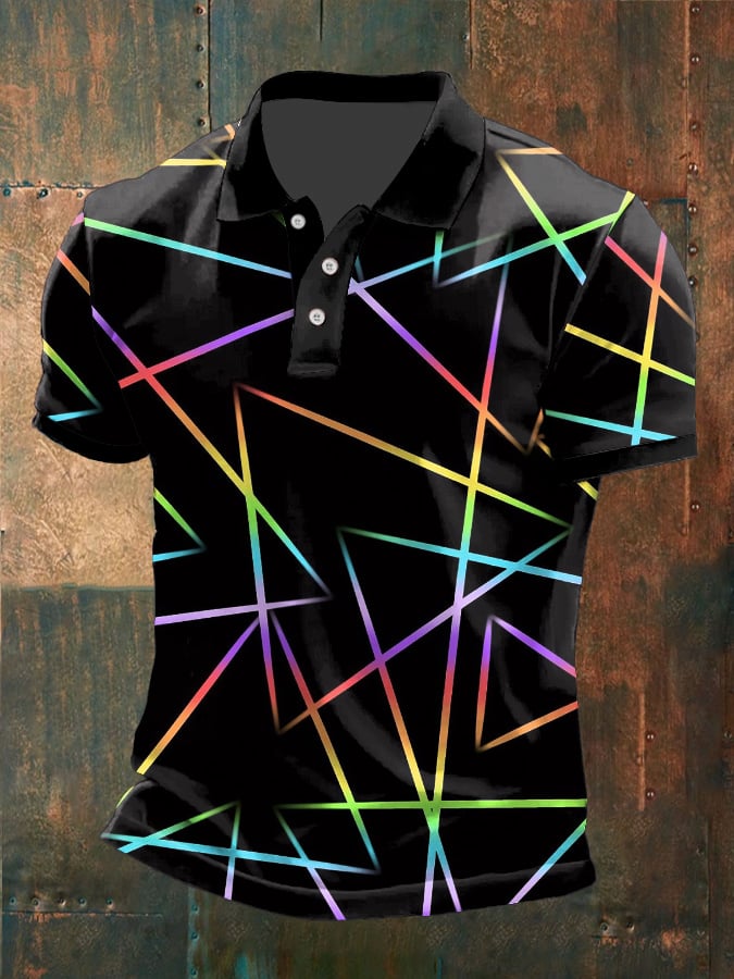 Men's Retro Rainbow LGBT Print Polo Shirt