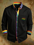 Men's Retro Abstract Art Print Comfortable Business Style Shirt
