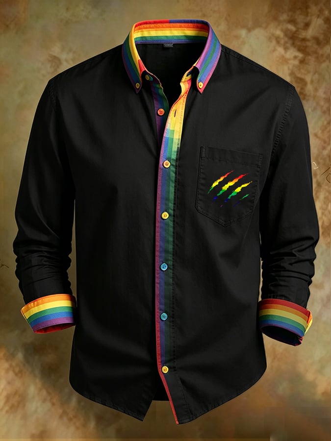 Men's Retro Abstract Art Print Comfortable Business Style Shirt
