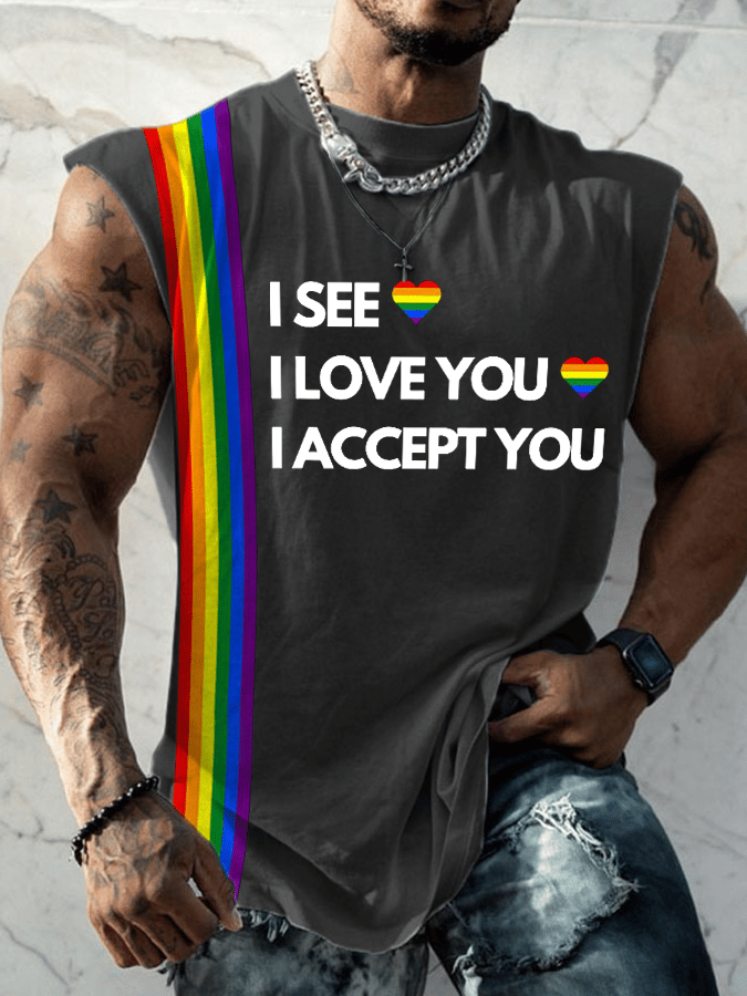 Men'S Casual LGBT Pride Month Gay Men Printed Vest