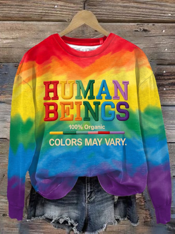 Women's Human Beings Colors May Vary Print Casual Sweatshirt