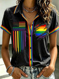 Women's Pride Month Rainbow Art Design Short-Sleeve Shirt