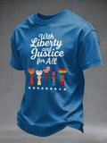 Men's Retro With Liberty And Justice For All Print T-Shirt