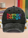Retro Human Beings 100% Organic Colors May Vary Print Baseball Cap