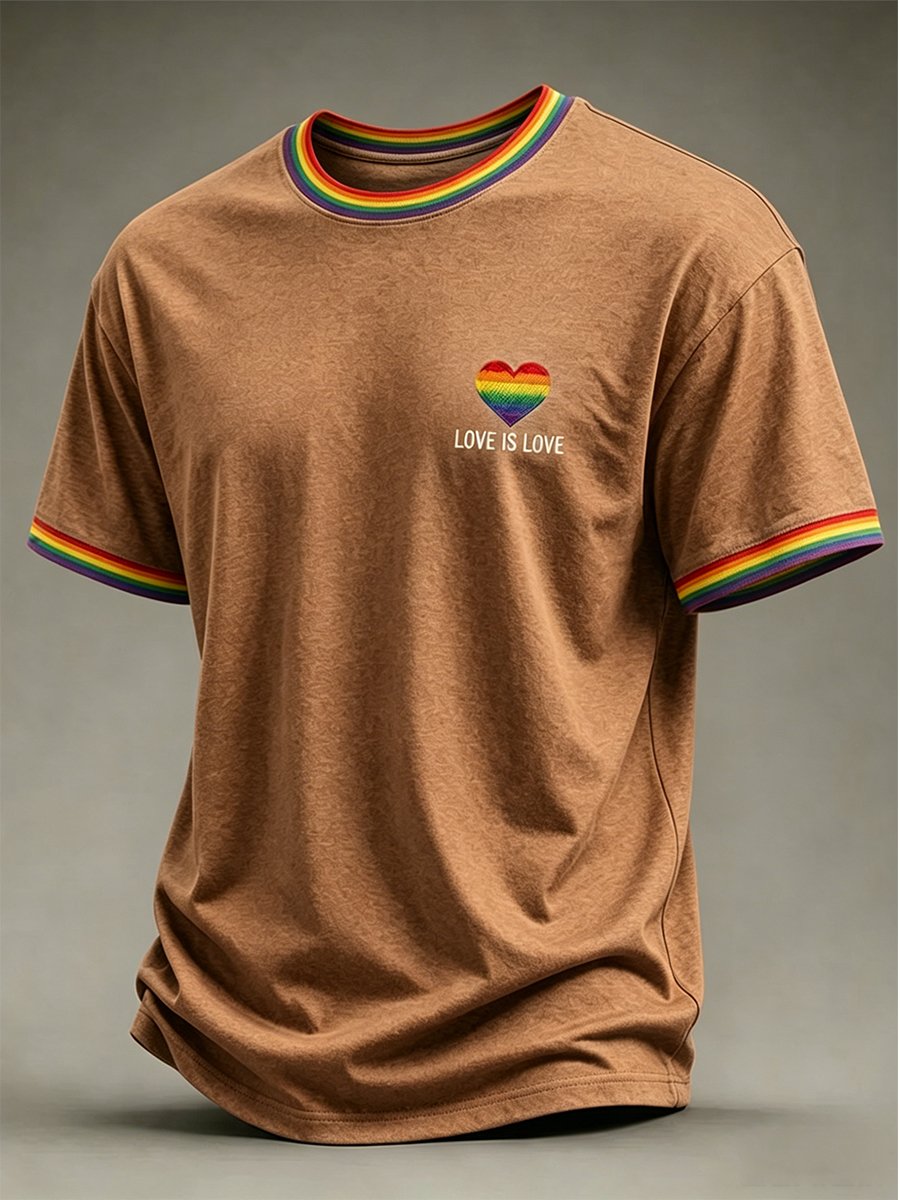 Men's Casual Love Is Love Pride Month Short-Sleeve T-Shirt