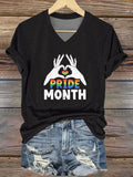 Women's Pride Month V-Neck Print T-Shirt Top