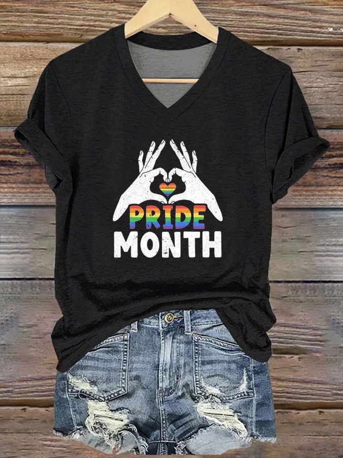 Women's Pride Month V-Neck Print T-Shirt Top