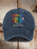 Retro Pride Rainbow Love Heart Human Beings 100% Organic Colors May Vary Human Rights Equality Pride Print Baseball Cap