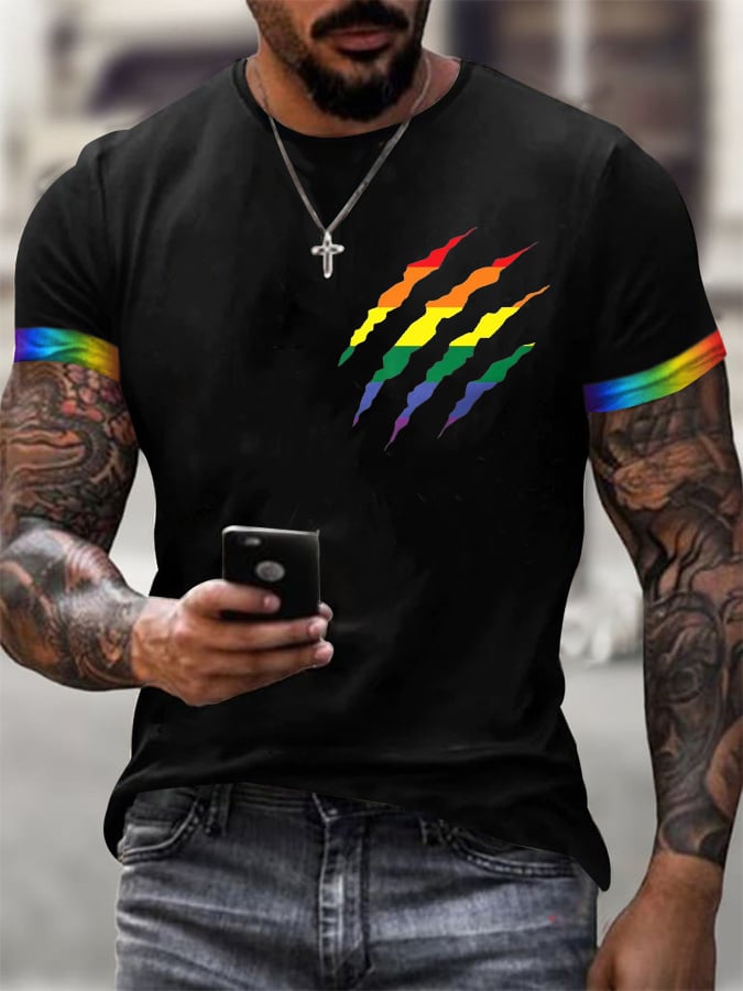 Men's Gay Pride Print Crew Neck T-Shirt