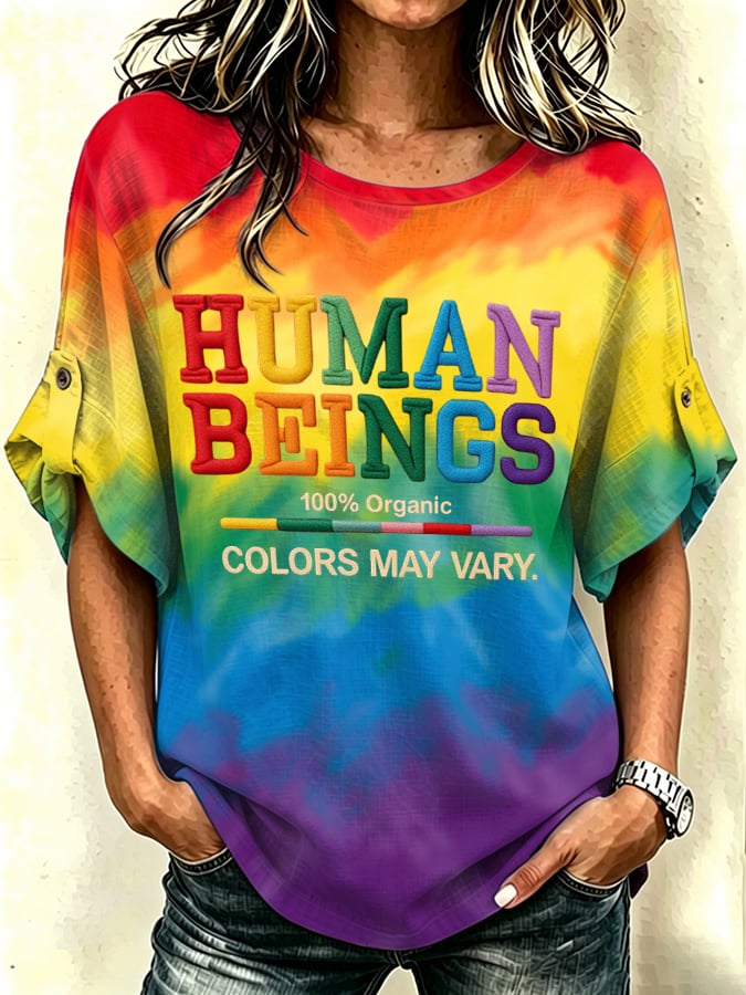 Women's Human Beings Colors May Vary Print Shirt