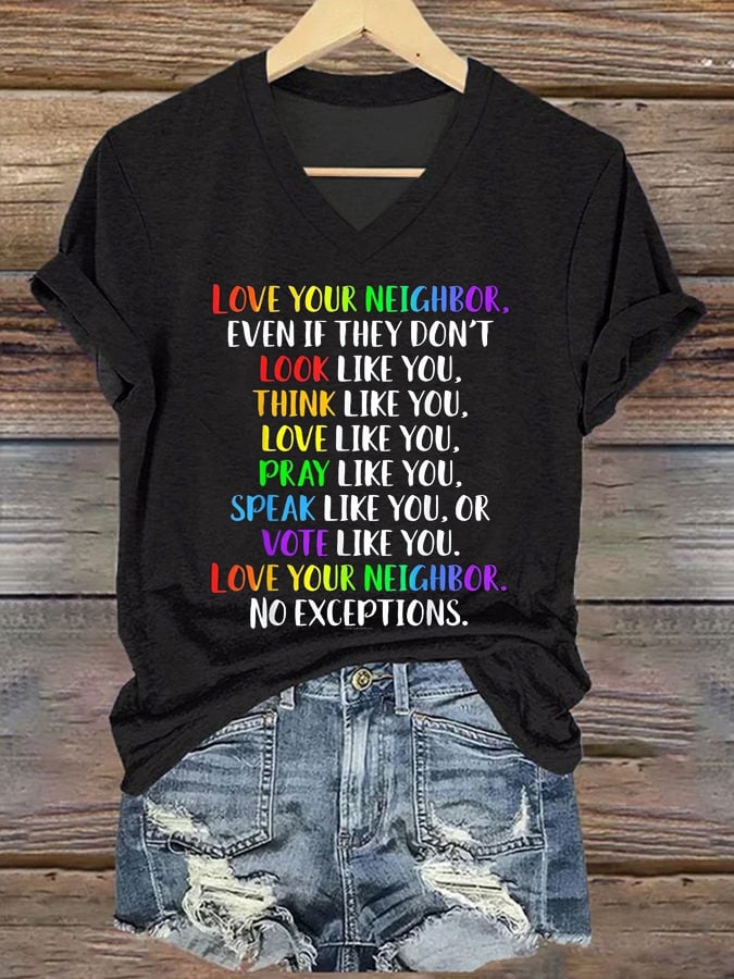 Women's Rainbow Gay Month Crew Neck Print T-Shirt Top