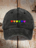 Unisex distressed washed cotton gay print hat