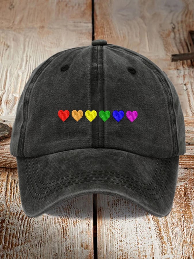 Unisex distressed washed cotton gay print hat