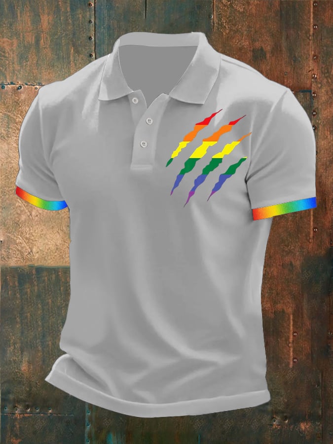Men's  Gay Pride Print Polo Shirt