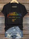 V-Neck Retro Fierté Défie Tyrannie Pride Defies Tyranny Print T-Shirt