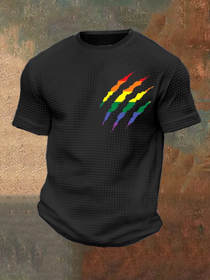 Men's Gay Pride Print Casual Waffle T-Shirt