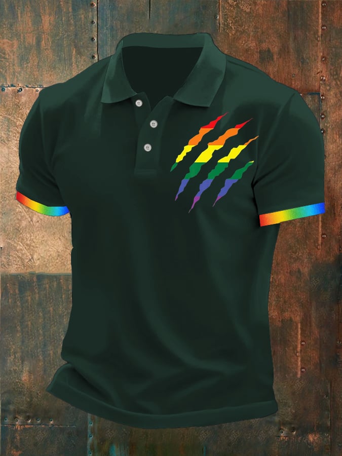 Men's  Gay Pride Print Polo Shirt