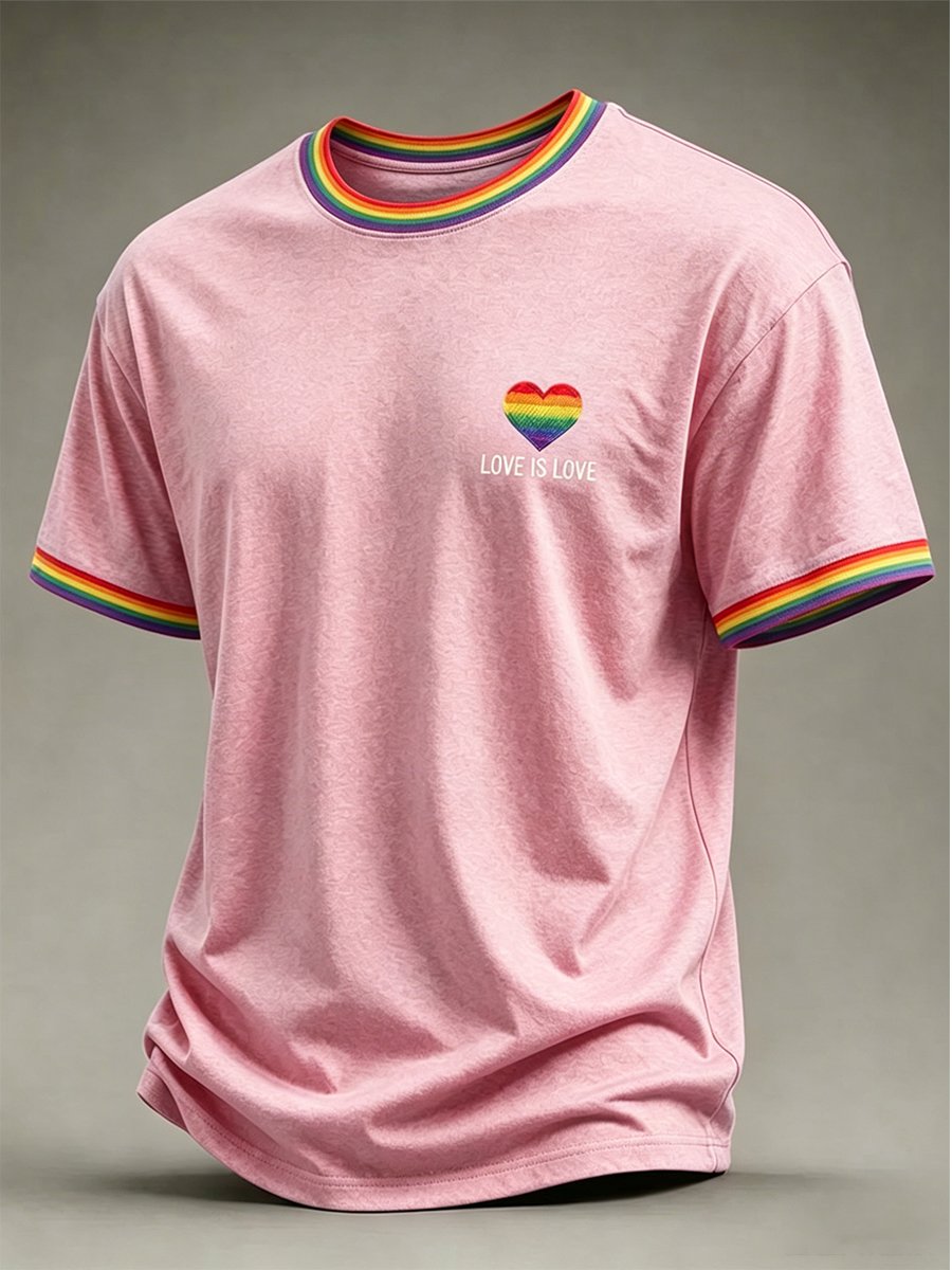 Men's Casual Love Is Love Pride Month Short-Sleeve T-Shirt