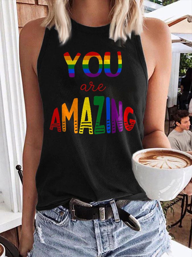 Women'S LGBT Pride Month You Are Amazing Print Tank Top