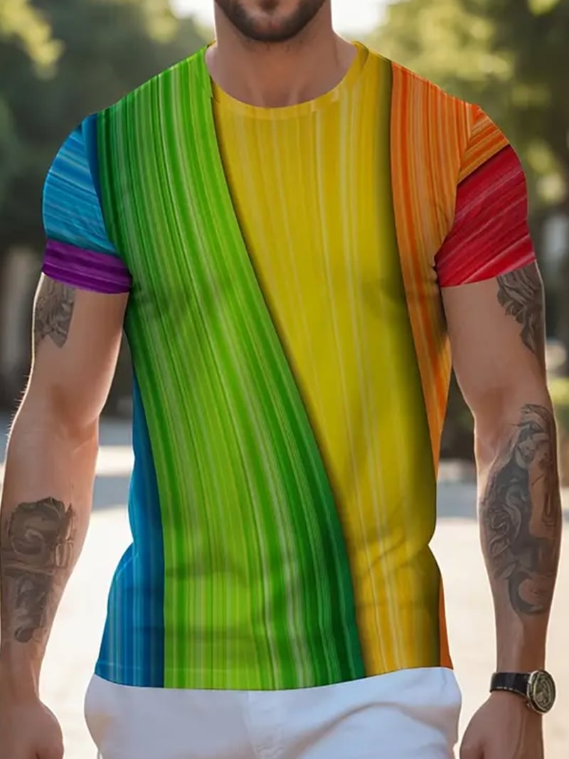 Men's Pride Month Gay Pride Month Rainbow Printed Crew Neck Casual T-Shirt
